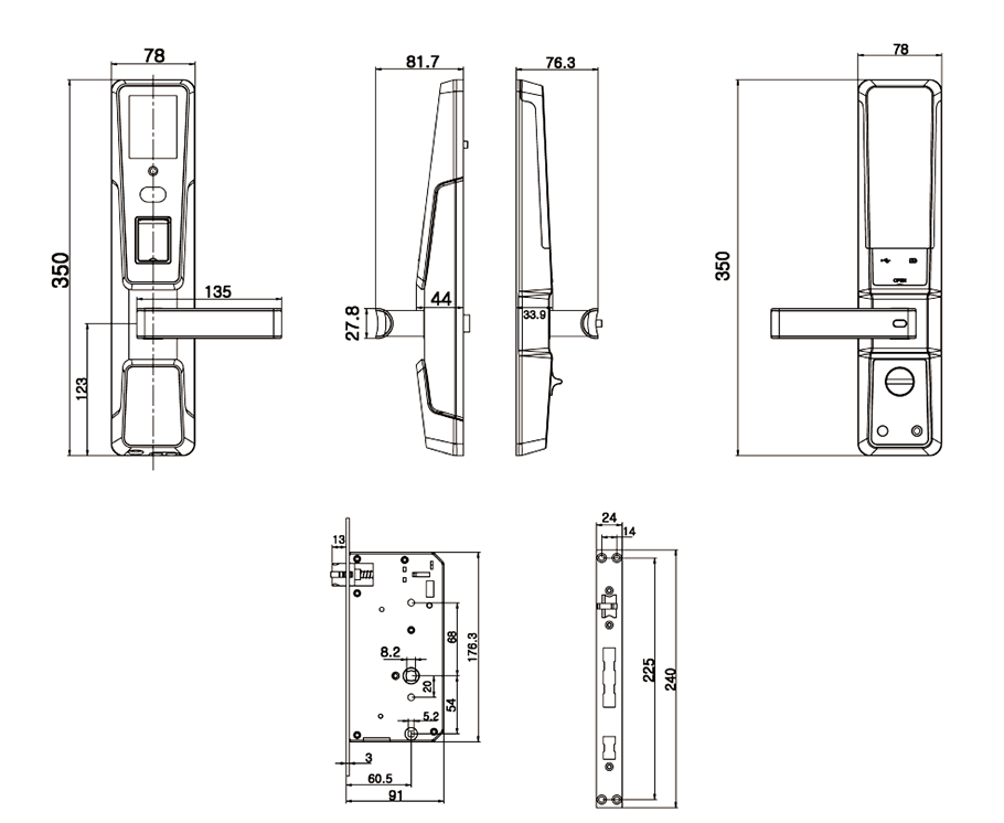Biometric Fingerprint and Face Smart Door Lock with RFID Card Reader ZM100
