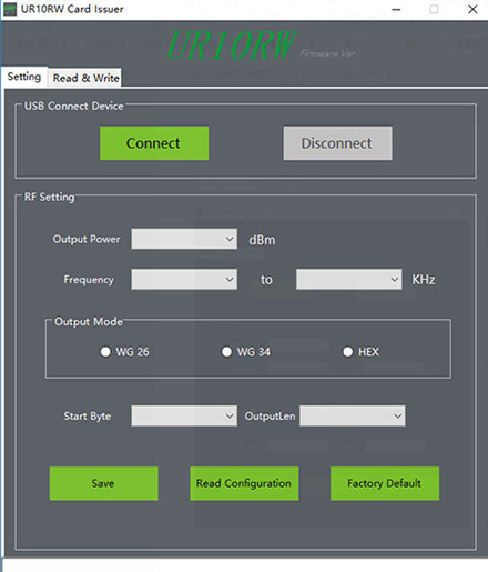 Ultra High Frequency UHF Card Reader UHF Card Issuer UR10R-1E, UR10R-1F